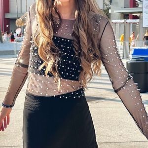 Reputation Era Sheer Pearl and Rhinestone Top